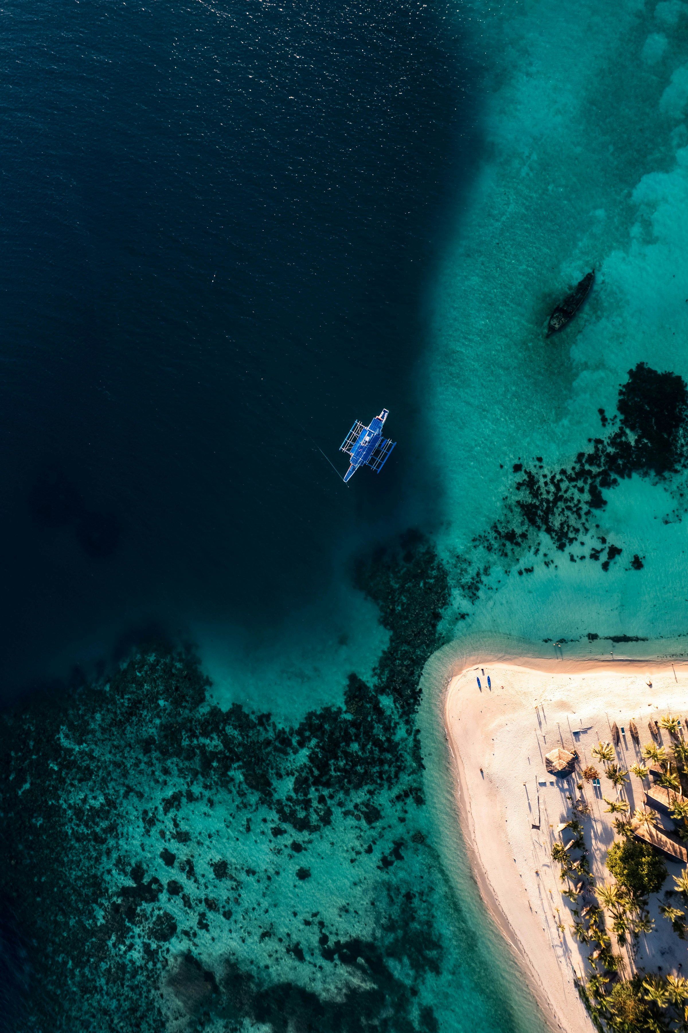 Sailing catamaran on open water